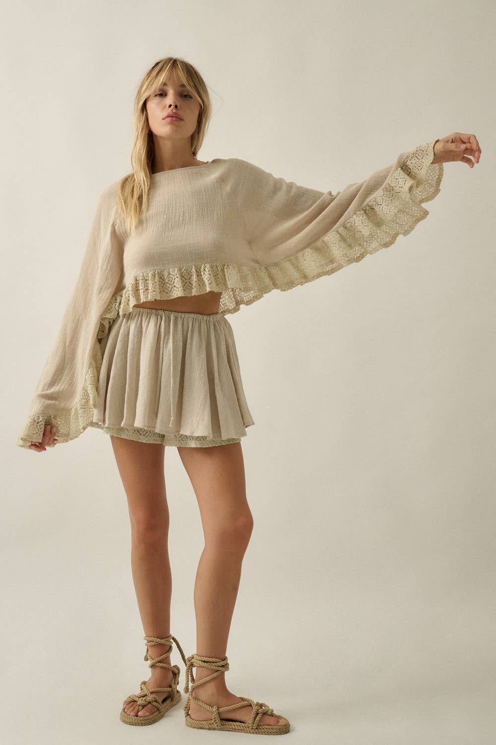Boho Lace Flowy Mini Skort