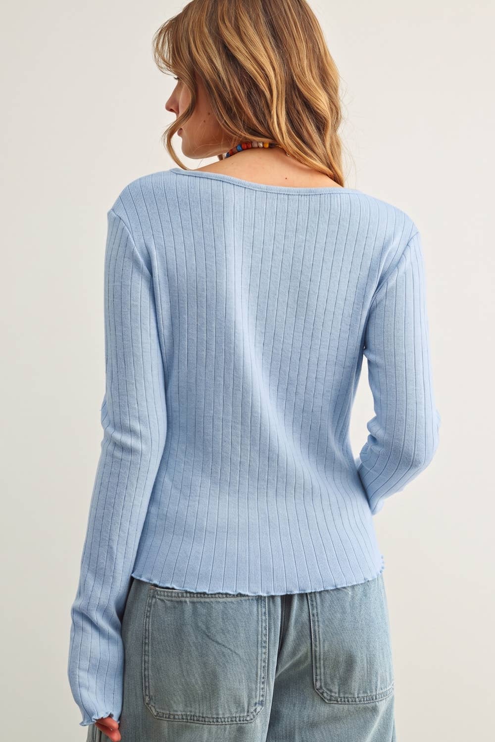 Ribbed Button Front Knit Cardigan Top