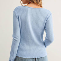 Ribbed Button Front Knit Cardigan Top