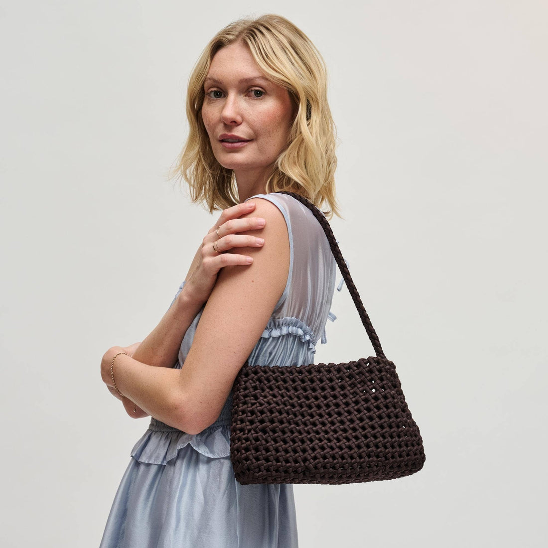 Braided Woven Neoprene Shoulder Bag (with Removable Zip Pouch)