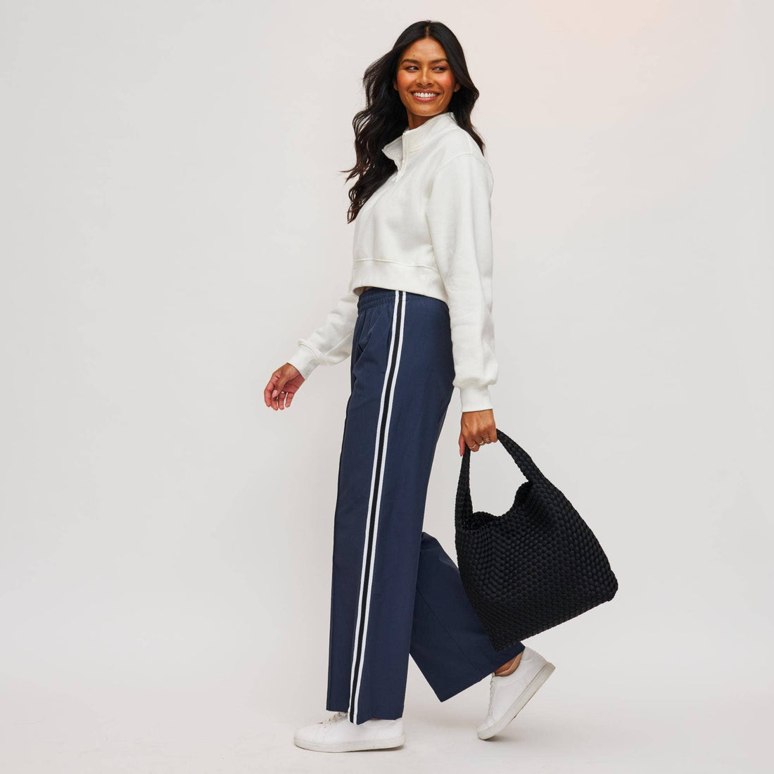 Woven Neoprene Hobo Shoulder Bag with Removable Pouch