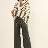 Relaxed Striped Knit Sweater – Lightweight Oversized Pullover