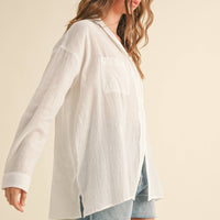 Oversized Button Down White Cotton Shirt