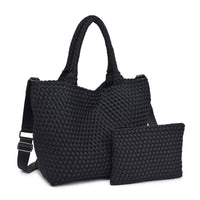 Woven Neoprene Tote Bag with Adjustable Crossbody Strap