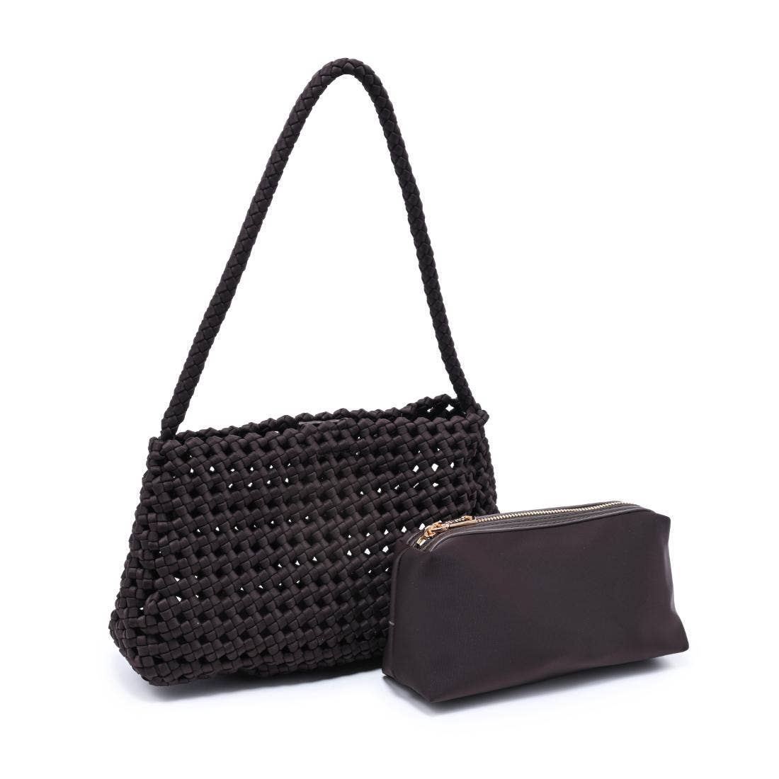 Braided Woven Neoprene Shoulder Bag (with Removable Zip Pouch)