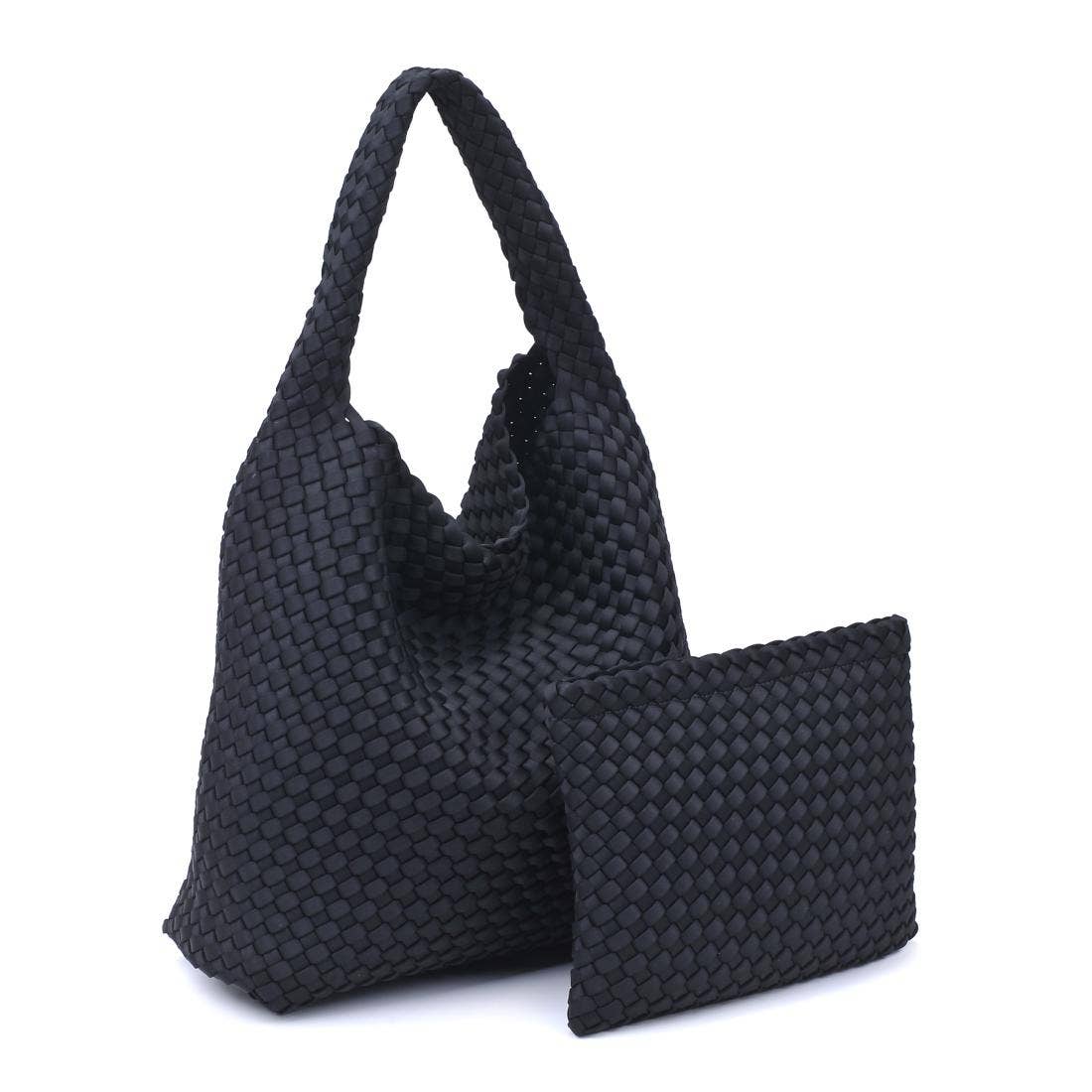 Woven Neoprene Hobo Shoulder Bag with Removable Pouch