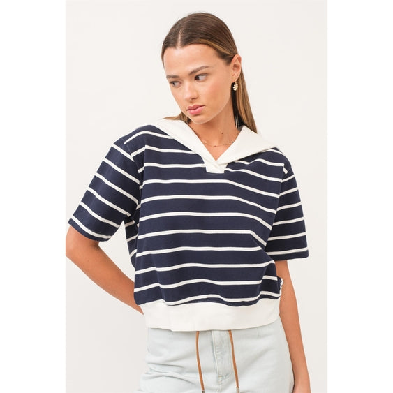 Sailor Collar Striped Top