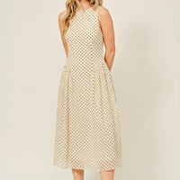 Classic Polka Dot Sleeveless Midi Dress