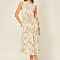 Classic Polka Dot Sleeveless Midi Dress
