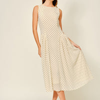 Classic Polka Dot Sleeveless Midi Dress