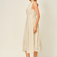 Classic Polka Dot Sleeveless Midi Dress