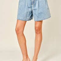 Soft Denim Drawstring Wide Fit Shorts