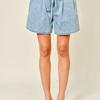 Soft Denim Drawstring Wide Fit Shorts
