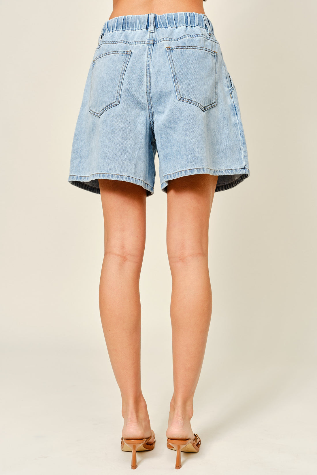Soft Denim Drawstring Wide Fit Shorts