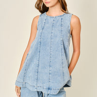 Denim Flare Sleeveless Top