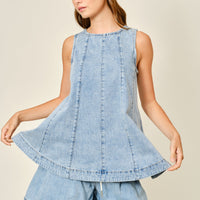 Denim Flare Sleeveless Top