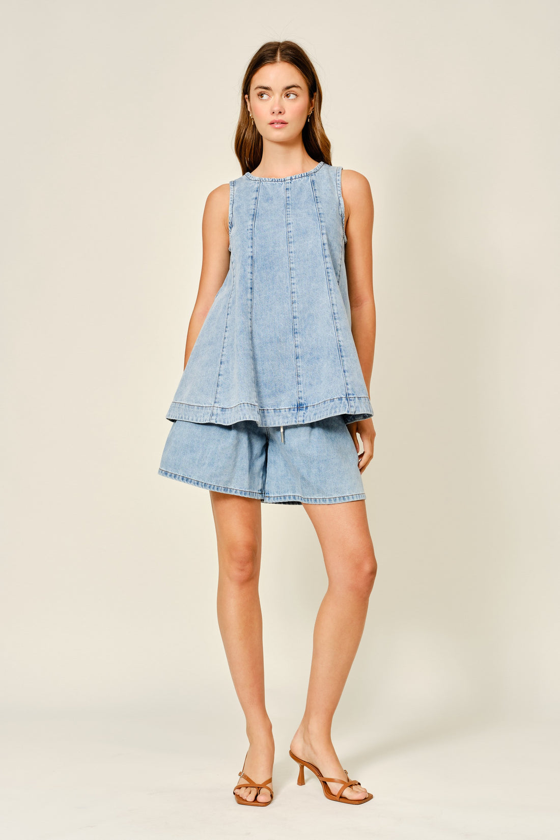 Denim Flare Sleeveless Top