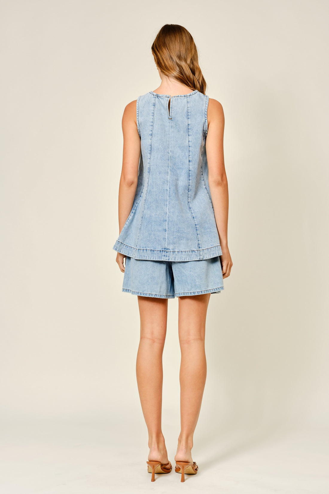 Denim Flare Sleeveless Top