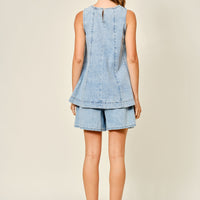 Denim Flare Sleeveless Top