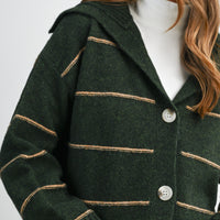 Stripe Button-Up Knit Collared Top
