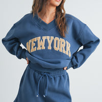 New York V Neck Sweatshirt