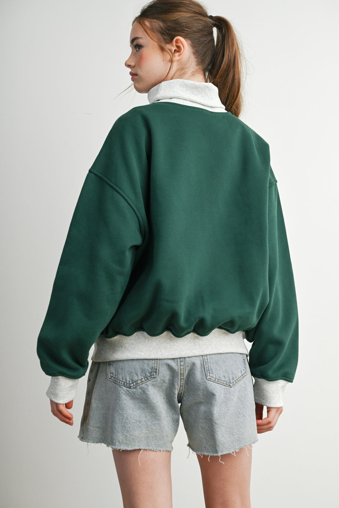 Contrast Turtleneck Oversized Sweatshirt