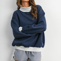 Contrast Turtleneck Oversized Sweatshirt