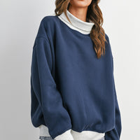 Contrast Turtleneck Oversized Sweatshirt
