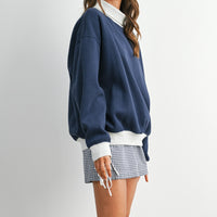Contrast Turtleneck Oversized Sweatshirt