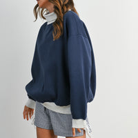 Contrast Turtleneck Oversized Sweatshirt