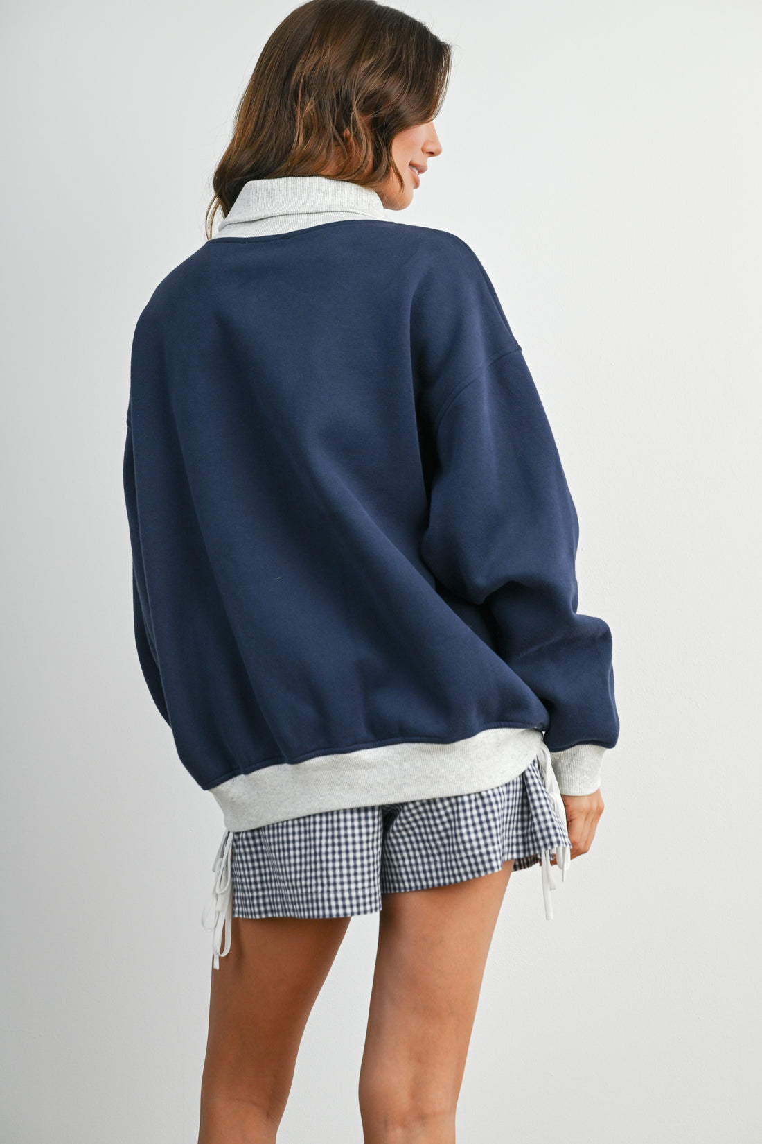 Contrast Turtleneck Oversized Sweatshirt
