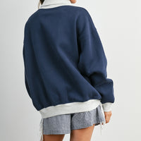 Contrast Turtleneck Oversized Sweatshirt