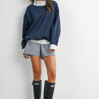 Contrast Turtleneck Oversized Sweatshirt