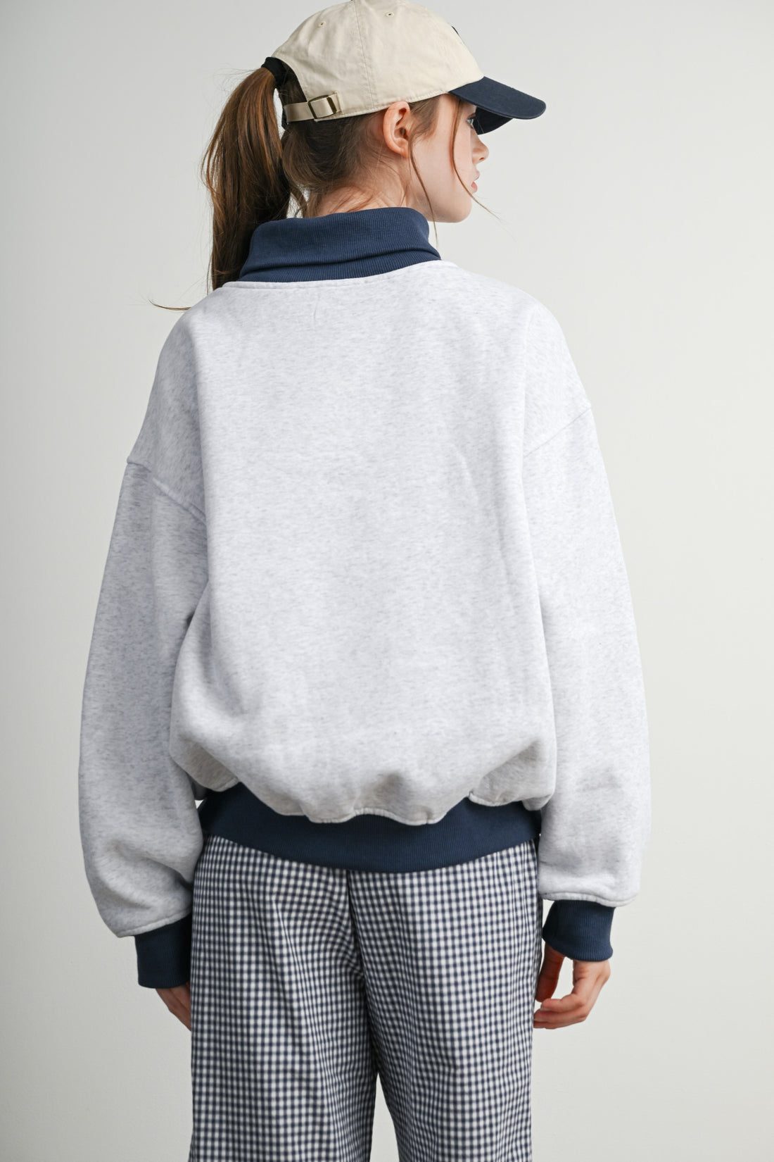 Contrast Turtleneck Oversized Sweatshirt