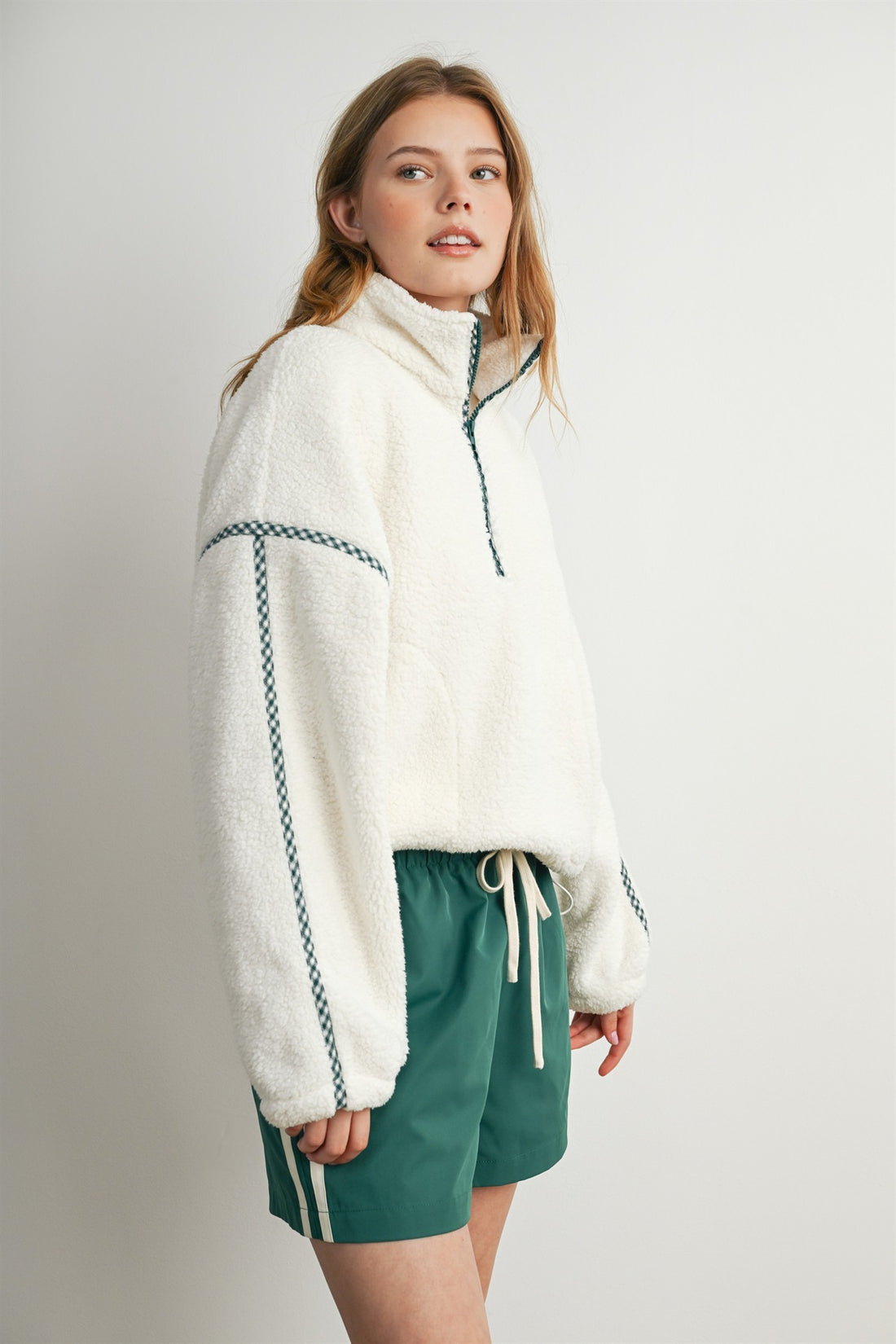 Oversized Sherpa Fleece Half Zip Pullover
