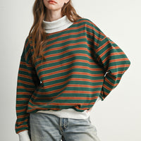 Vintage Stripe Oversized Mock Neck Sweatshirt