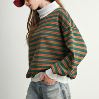 Vintage Stripe Oversized Mock Neck Sweatshirt