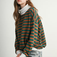 Vintage Stripe Oversized Mock Neck Sweatshirt