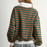 Vintage Stripe Oversized Mock Neck Sweatshirt