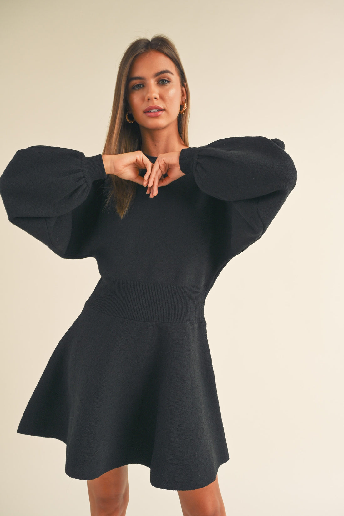 Balloon sleeve sweater dress online