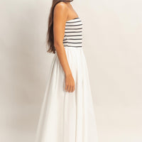 Striped Strapless Contrast Maxi Dress