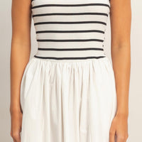 Striped Strapless Contrast Maxi Dress