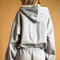 Women’s Oversized Cropped Fleece Zip-Up Hoodie – Bubble Hem