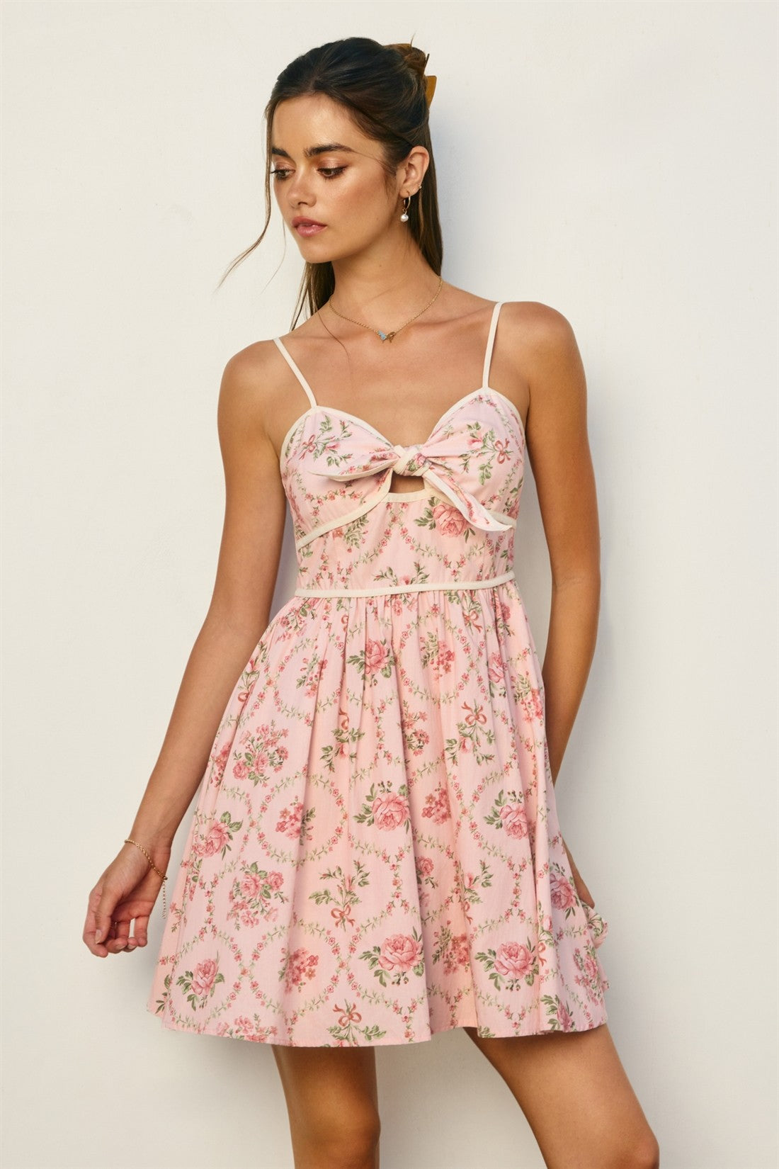 Floral Tie-Front Mini Dress