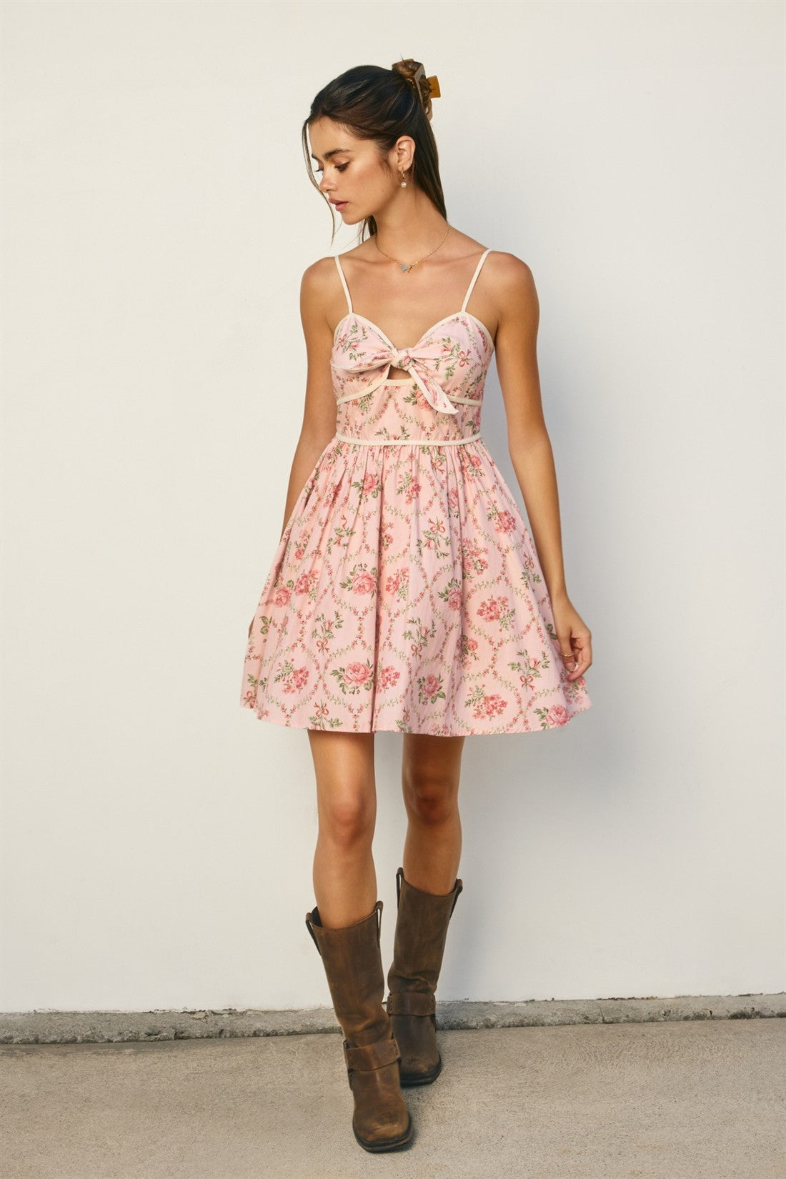 Floral Tie-Front Mini Dress