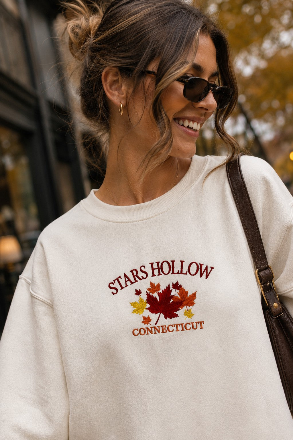 Stars Hollow Embroidered Oversized Crewneck Sweatshirt