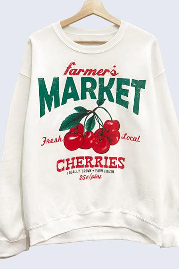 Farmer's Market Cherries Oversized Sweatshirt