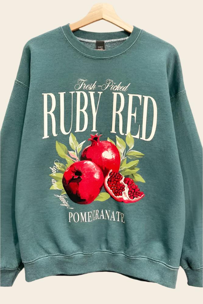 Ruby Red Pomegranate Oversized Sweatshirt