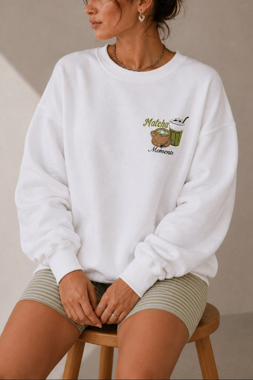 Matcha Moments Oversized Graphic Sweatshirt