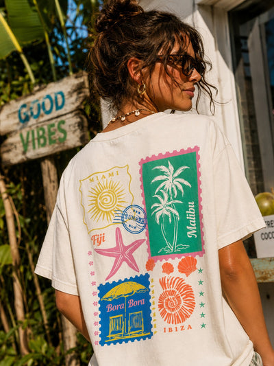 Vacation Stamps Oversized Graphic Tee
